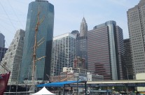 A view from Pier 17 towards lower Manhattan